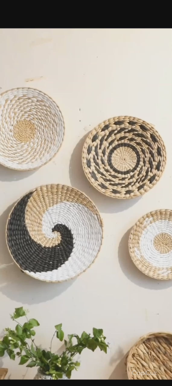 Lot de paniers muraux tressés, décoration murale boho naturelle, style afro-bohème