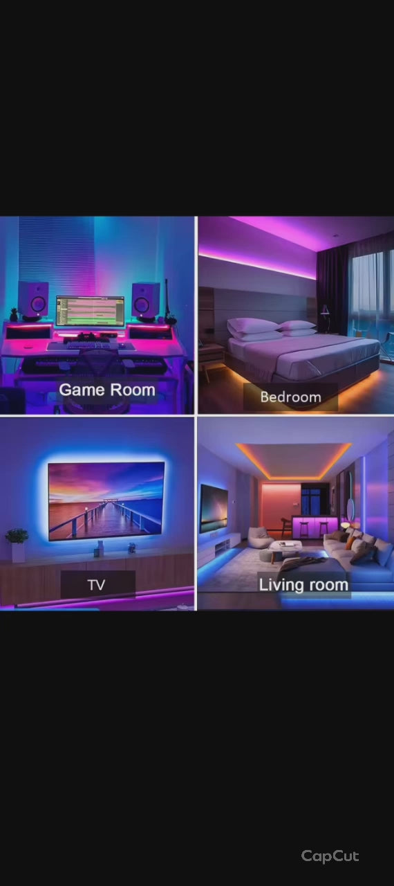 Bande LED RGB multicolore, ruban lumineux avec télécommande, éclairage d'ambiance pour chambre, salon et gaming