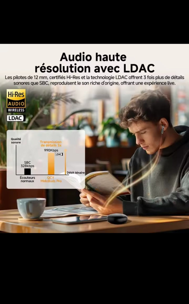 Écouteurs sans fil Bluetooth avec boîtier de charge, son HD, micro intégré et autonomie longue durée