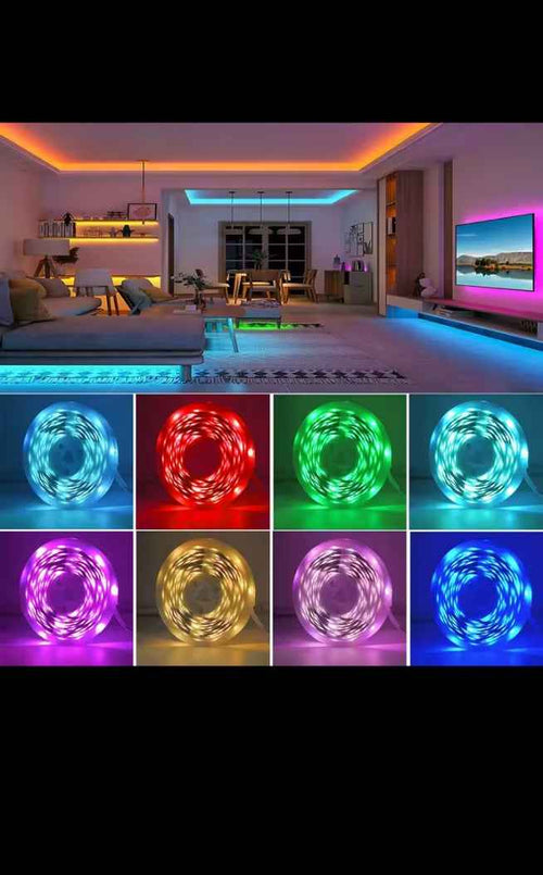Bande LED RGB multicolore, ruban lumineux avec télécommande, éclairage d'ambiance pour chambre, salon et gaming