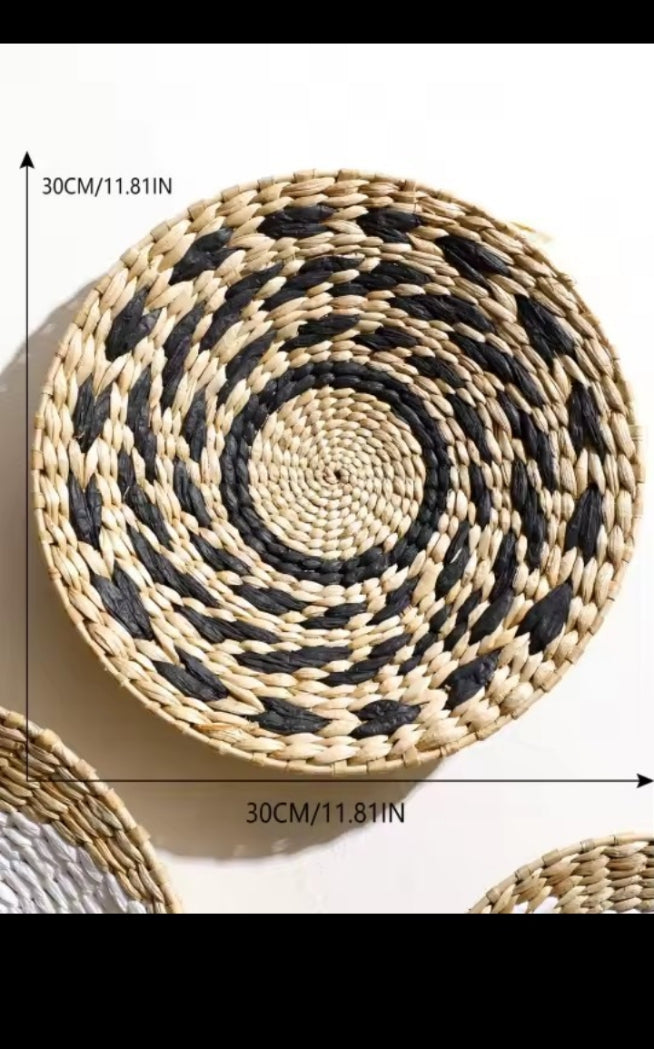 Lot de paniers muraux tressés, décoration murale boho naturelle, style afro-bohème