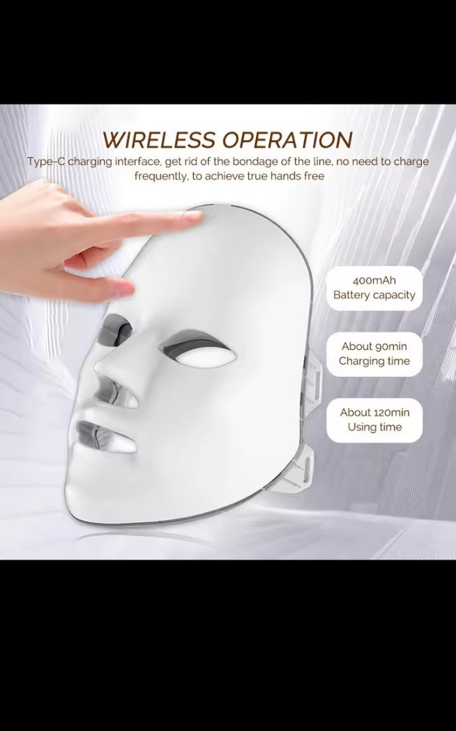 Masque LED Sans Fil Visage – Soin Beauté Rechargeable