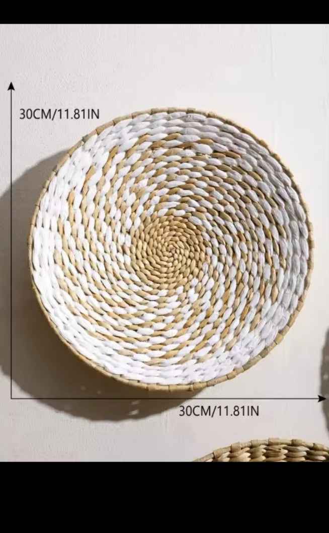 Lot de paniers muraux tressés, décoration murale boho naturelle, style afro-bohème