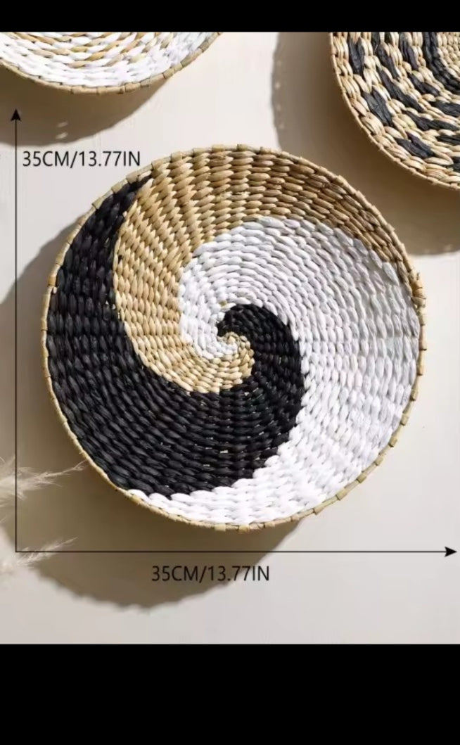 Lot de paniers muraux tressés, décoration murale boho naturelle, style afro-bohème