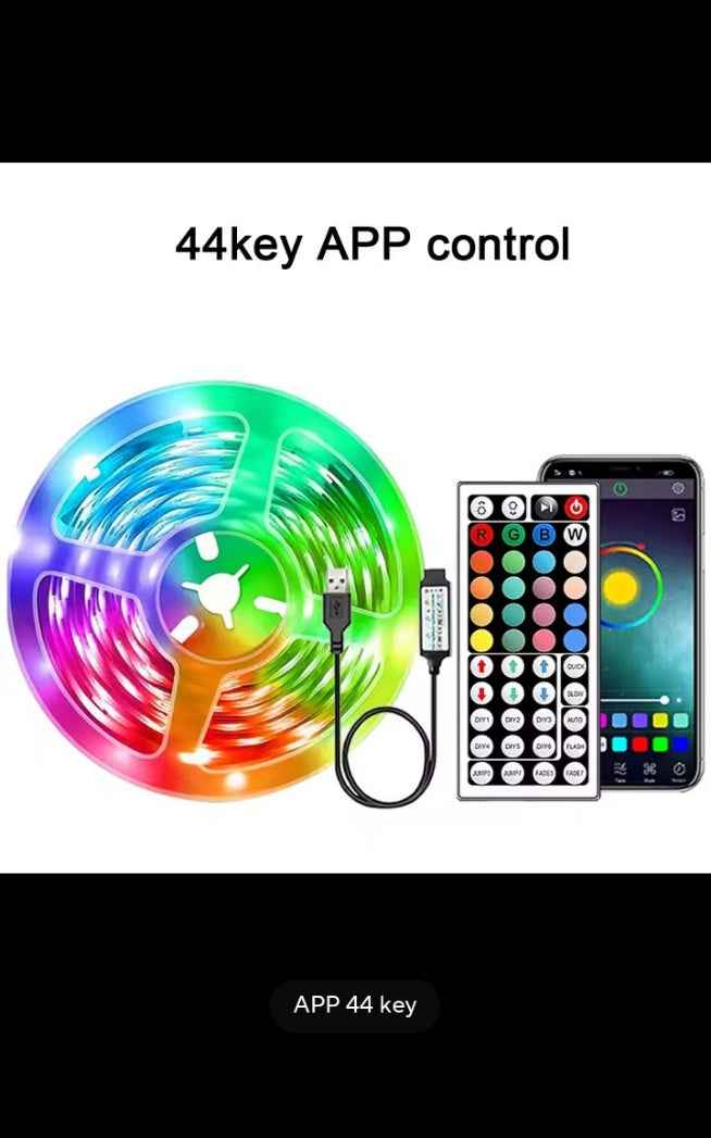 Bande LED RGB multicolore, ruban lumineux avec télécommande, éclairage d'ambiance pour chambre, salon et gaming