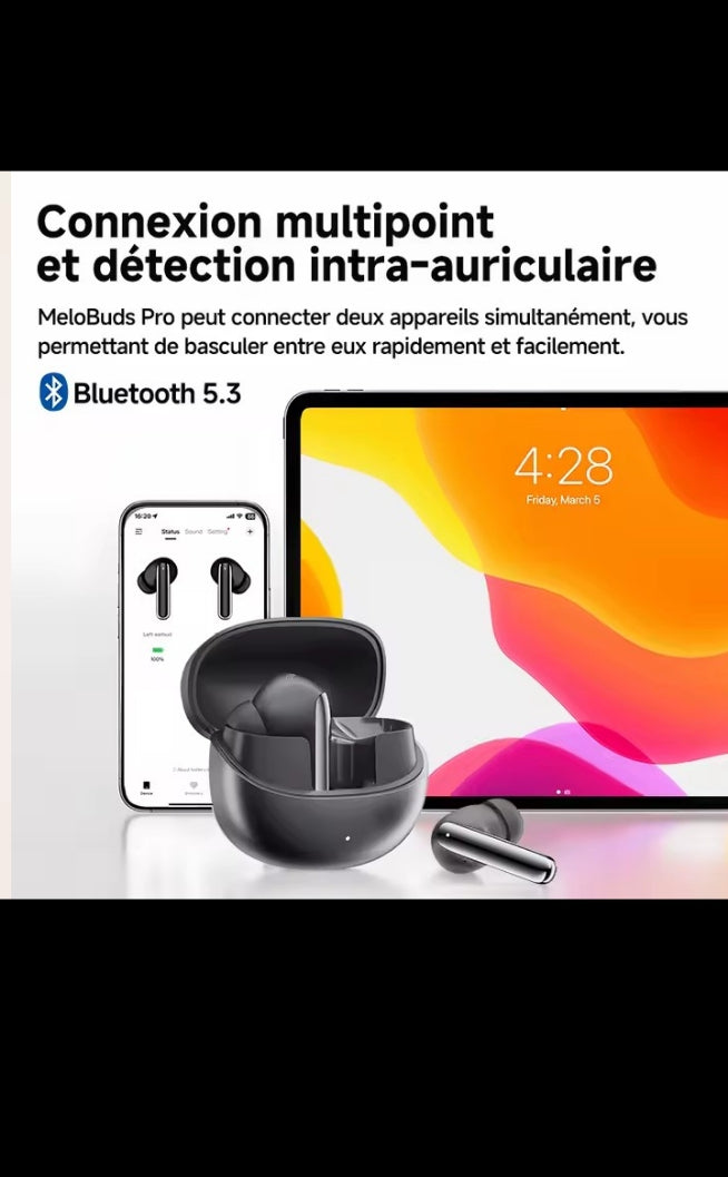 Écouteurs sans fil Bluetooth avec boîtier de charge, son HD, micro intégré et autonomie longue durée