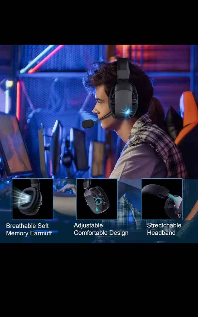 Casque gaming stéréo avec micro antibruit, son immersif pour PC, PS5, Xbox et Switch