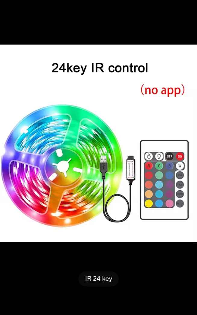 Bande LED RGB multicolore, ruban lumineux avec télécommande, éclairage d'ambiance pour chambre, salon et gaming