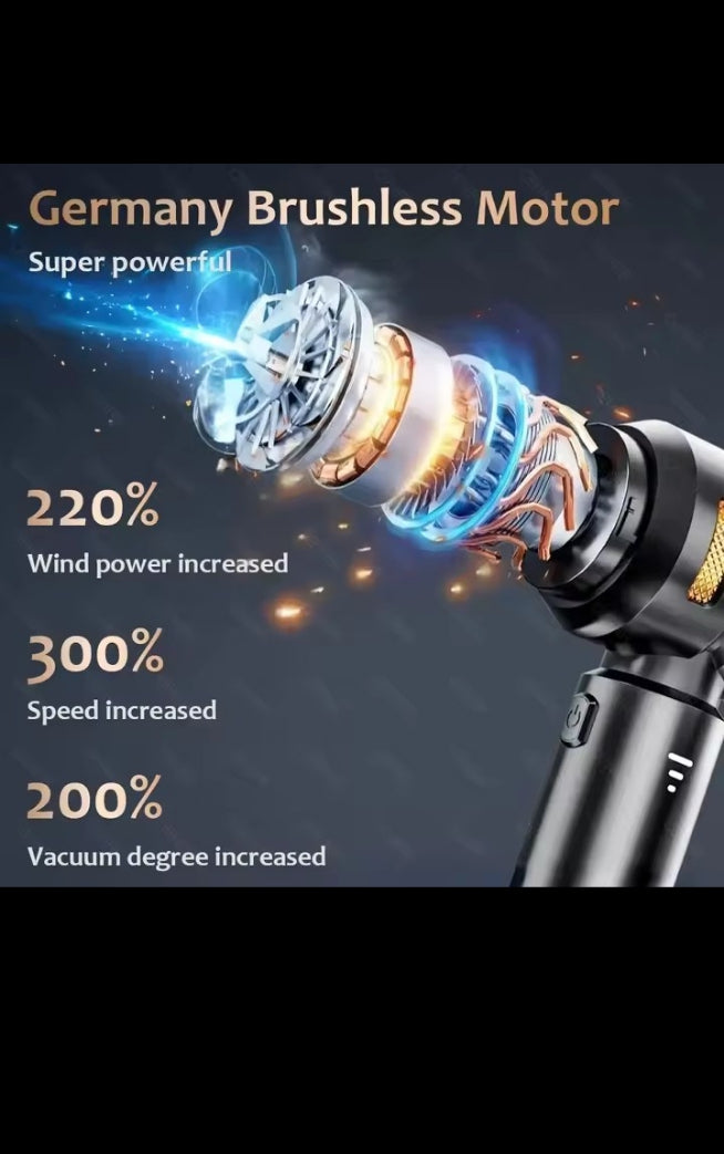 Cordless Handheld Car Vacuum 16000Pa 2-in-1 Vacuum Air Duster Rechargeable